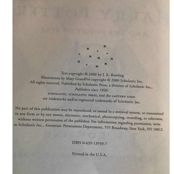 Harry Potter and the Goblet of Fire by J. K. Rowling 1st USA Edition Book 7/2000 - Picture 2 of 2